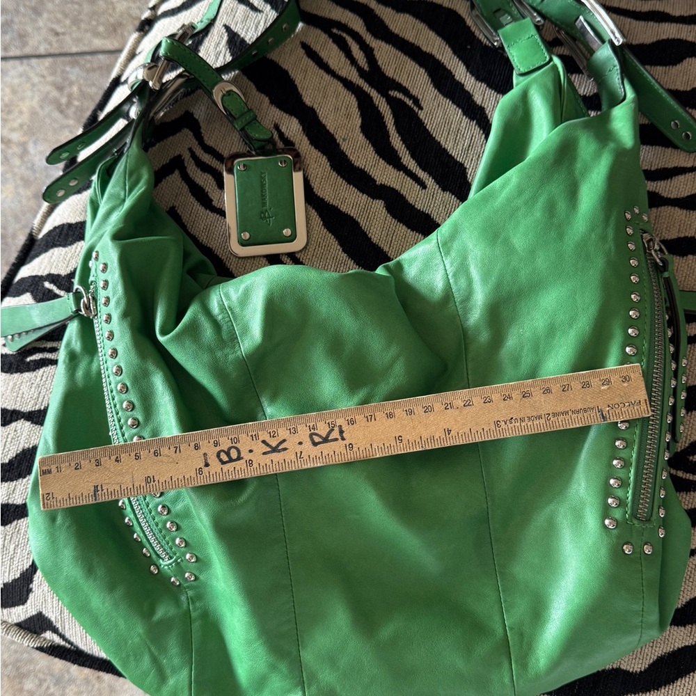 B. Makowsky Green Hobo Bag with Glossy Finish